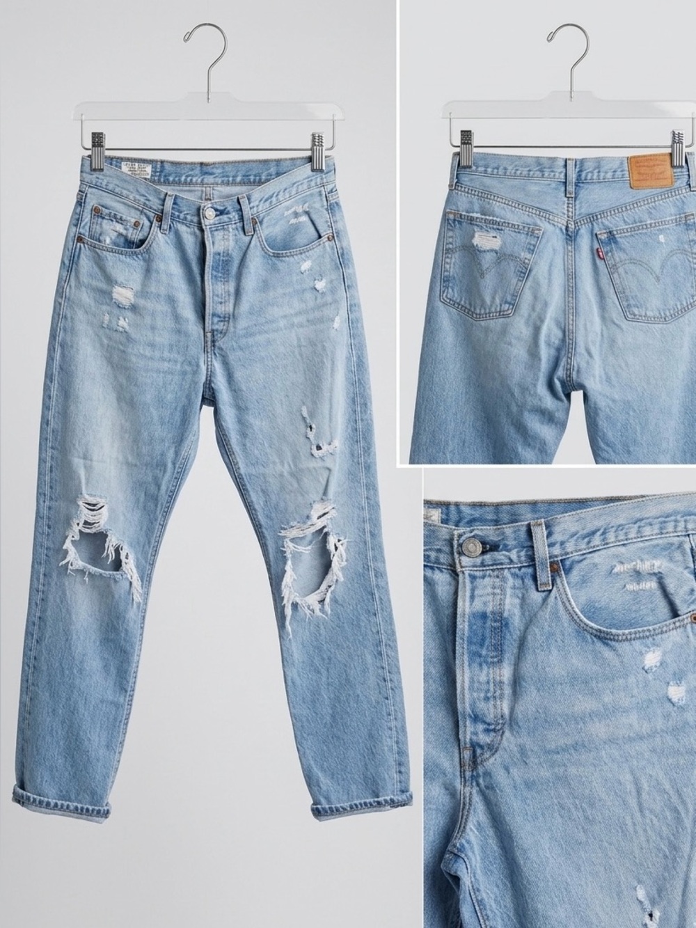 Levi's Light Blue Ripped Relaxed Jeans